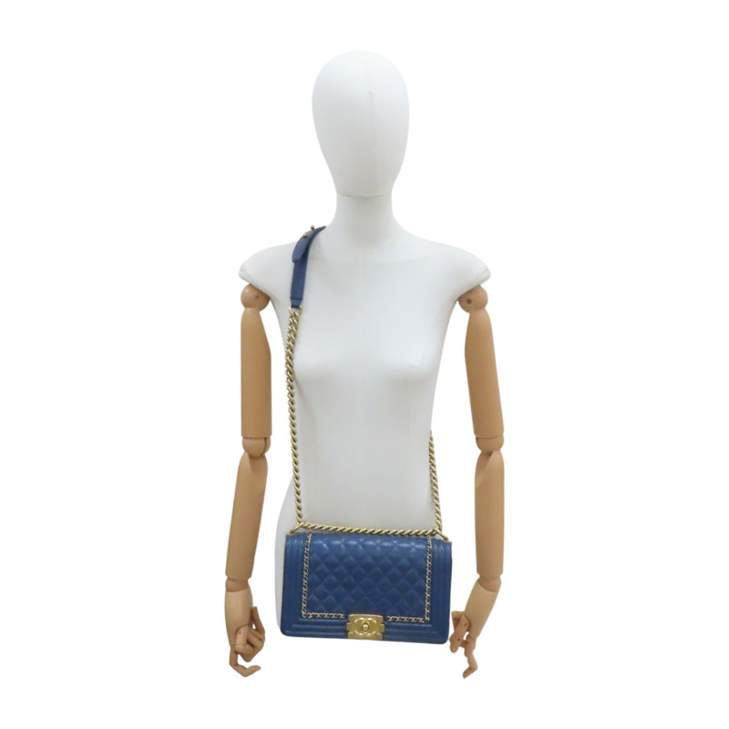 藍色 牛皮 Boy25 金鏈 肩背包 A67086【CHANEL 香奈兒】 A67086-11