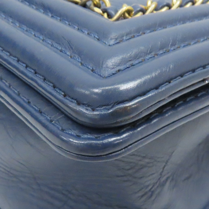 藍色 牛皮 Boy25 金鏈 肩背包 A67086【CHANEL 香奈兒】 A67086-13
