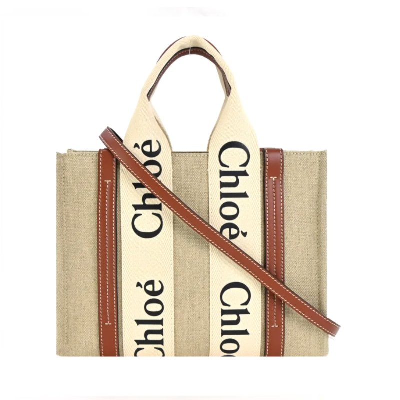 🎁雙11送禮自用兩相宜🎁 全新正品【 Chloe’ 蔻依 】WOODY TOTE BAG 帆布兩用托特包(小號/焦糖色)(下單前須先私訊)-1