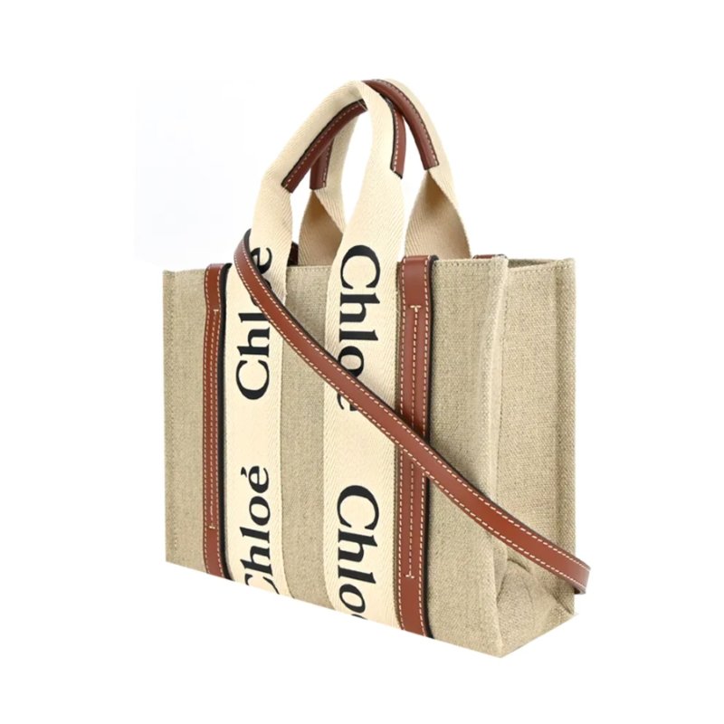 🎁雙11送禮自用兩相宜🎁 全新正品【 Chloe’ 蔻依 】WOODY TOTE BAG 帆布兩用托特包(小號/焦糖色)(下單前須先私訊)-2