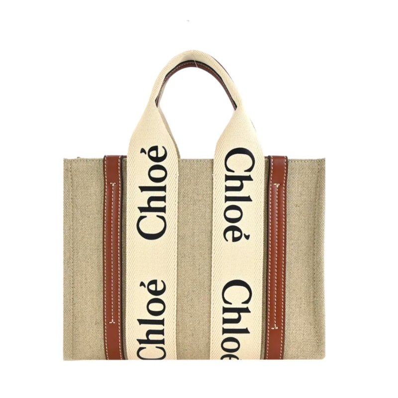 🎁雙11送禮自用兩相宜🎁 全新正品【 Chloe’ 蔻依 】WOODY TOTE BAG 帆布兩用托特包(小號/焦糖色)(下單前須先私訊)-4
