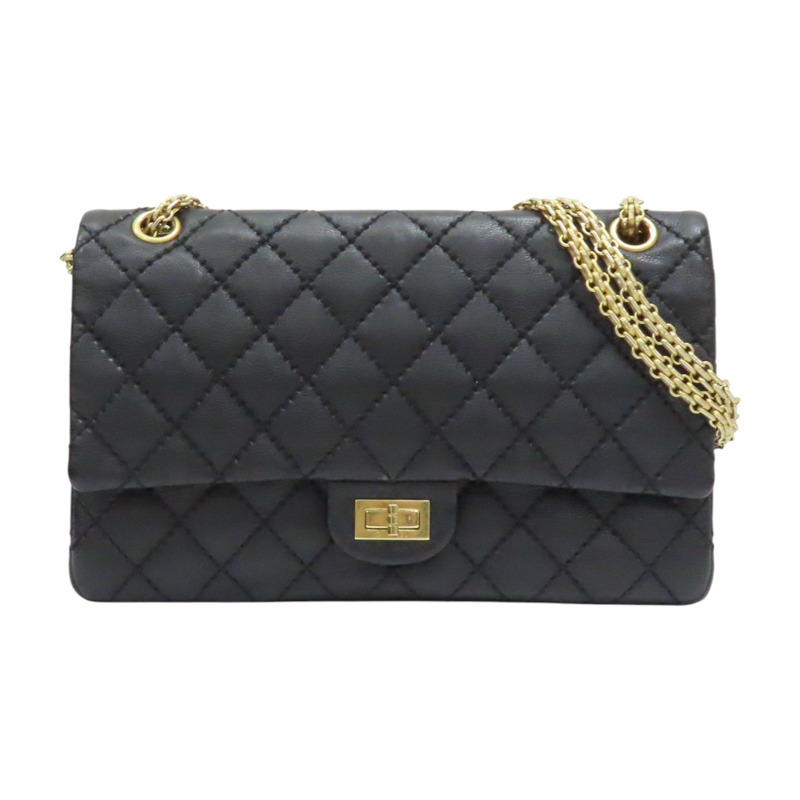 黑色 菱格紋 牛皮 2.55 28CM 金鍊 肩背包 【CHANEL 香奈兒】 A37587-0