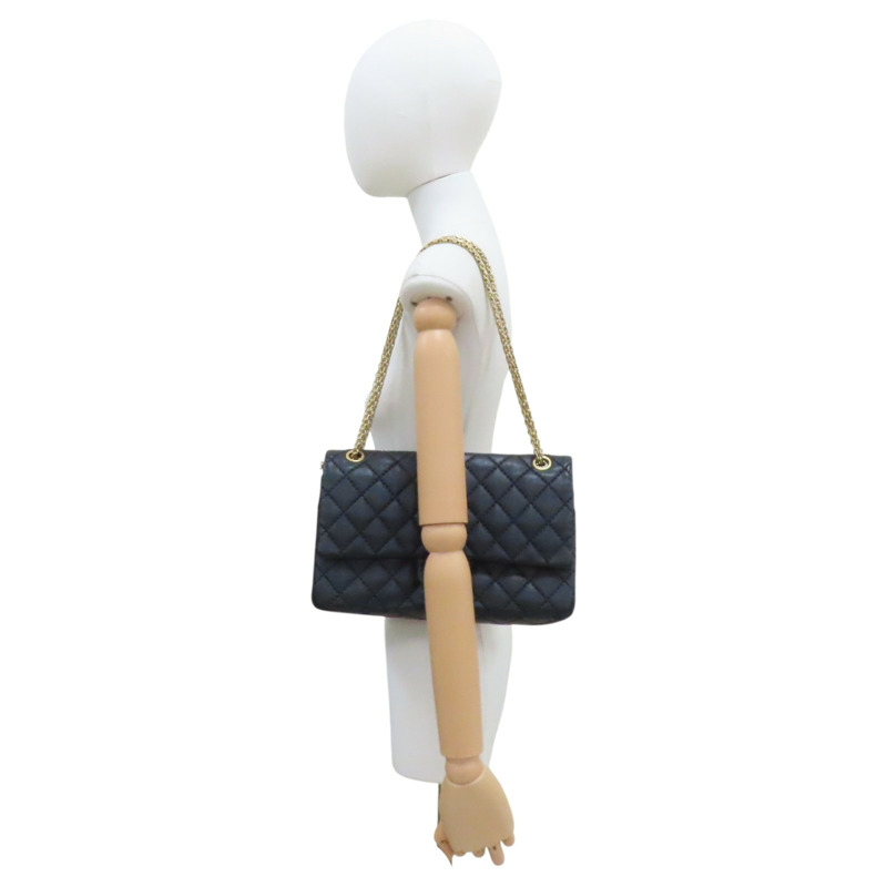 黑色 菱格紋 牛皮 2.55 28CM 金鍊 肩背包 【CHANEL 香奈兒】 A37587-14