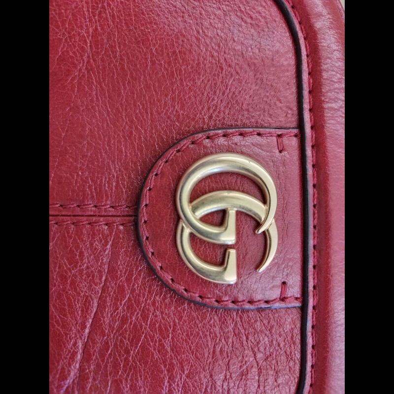 Gucci Re(belle) 紅色皮革虎頭手提包-19