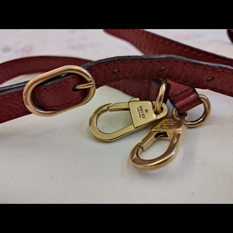 Gucci Re(belle) 紅色皮革虎頭手提包-21