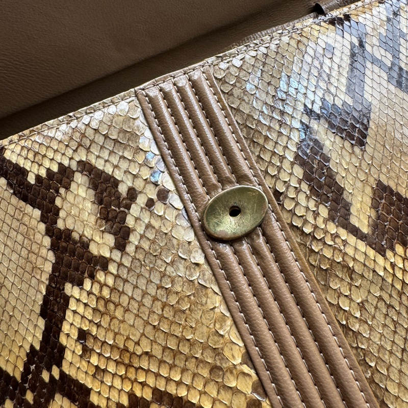 中古 YSL真皮腋下包 單肩包 風琴包 杏色卡其色-13