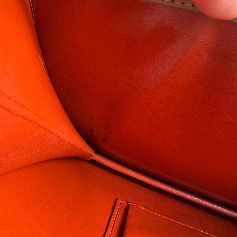 中古 YSL真皮腋下包 單肩包 風琴包 杏色卡其色-27