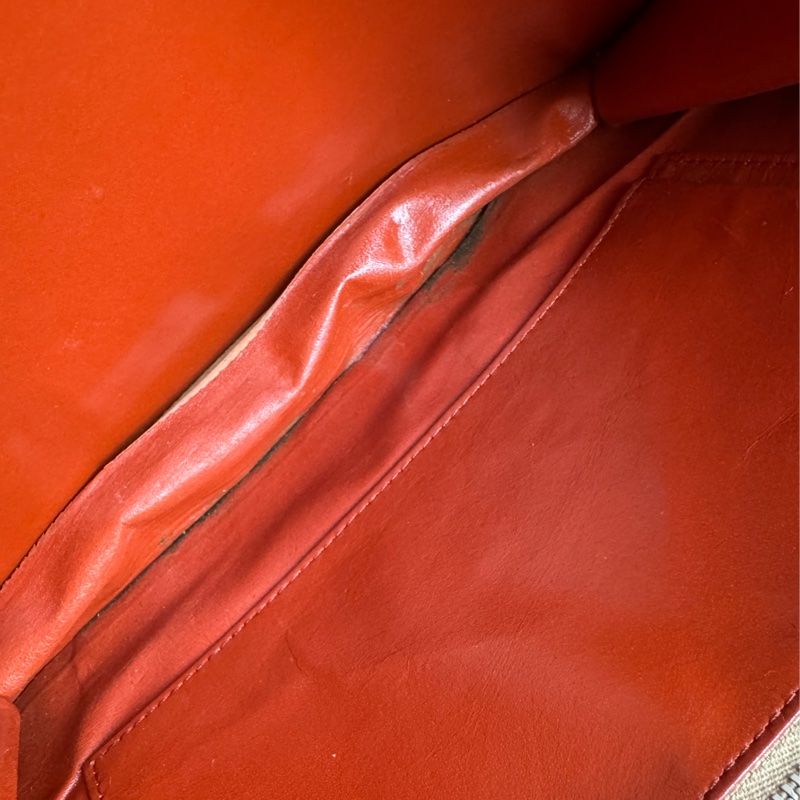 中古 YSL真皮腋下包 單肩包 風琴包 杏色卡其色-29