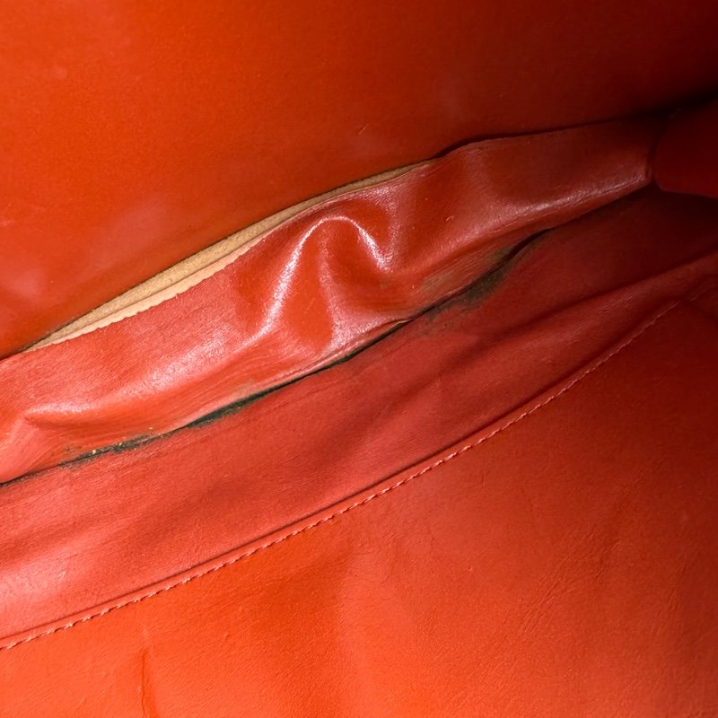 中古 YSL真皮腋下包 單肩包 風琴包 杏色卡其色-30