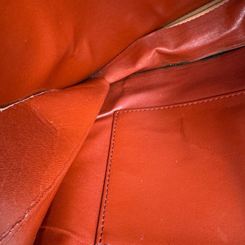 中古 YSL真皮腋下包 單肩包 風琴包 杏色卡其色-31