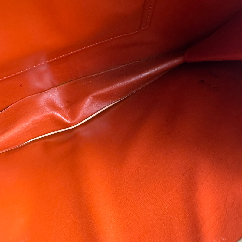 中古 YSL真皮腋下包 單肩包 風琴包 杏色卡其色-33