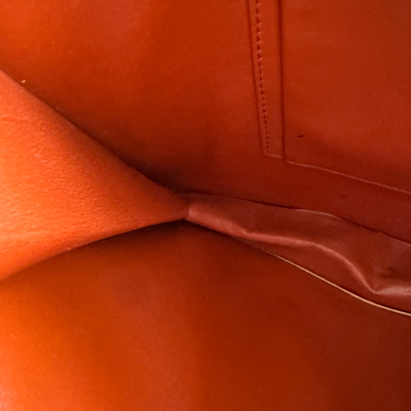 中古 YSL真皮腋下包 單肩包 風琴包 杏色卡其色-35