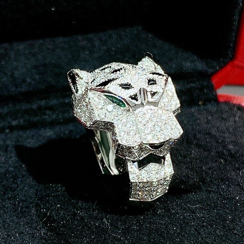 Cartier卡地亞 PANTHÈRE系列 高珠滿鑽獵豹戒指，尺寸48號，專櫃訂貨一年起，公價 50 多萬，年年漲價的款！實物超帥超閃，2008年購入-4