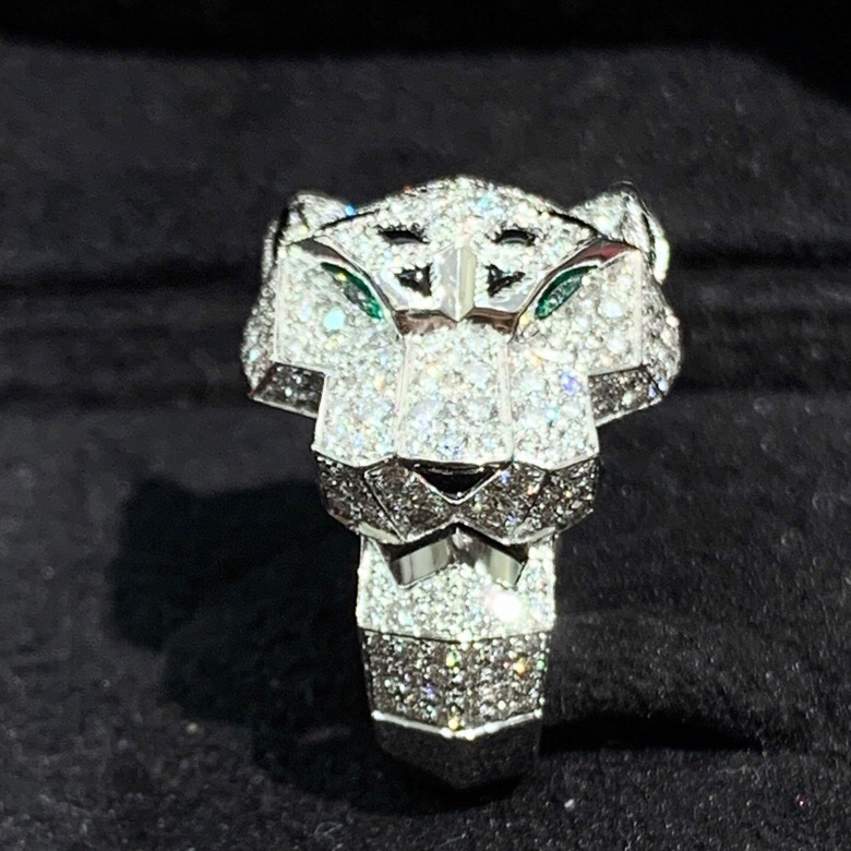 Cartier卡地亞 PANTHÈRE系列 高珠滿鑽獵豹戒指，尺寸48號，專櫃訂貨一年起，公價 50 多萬，年年漲價的款！實物超帥超閃，2008年購入-6