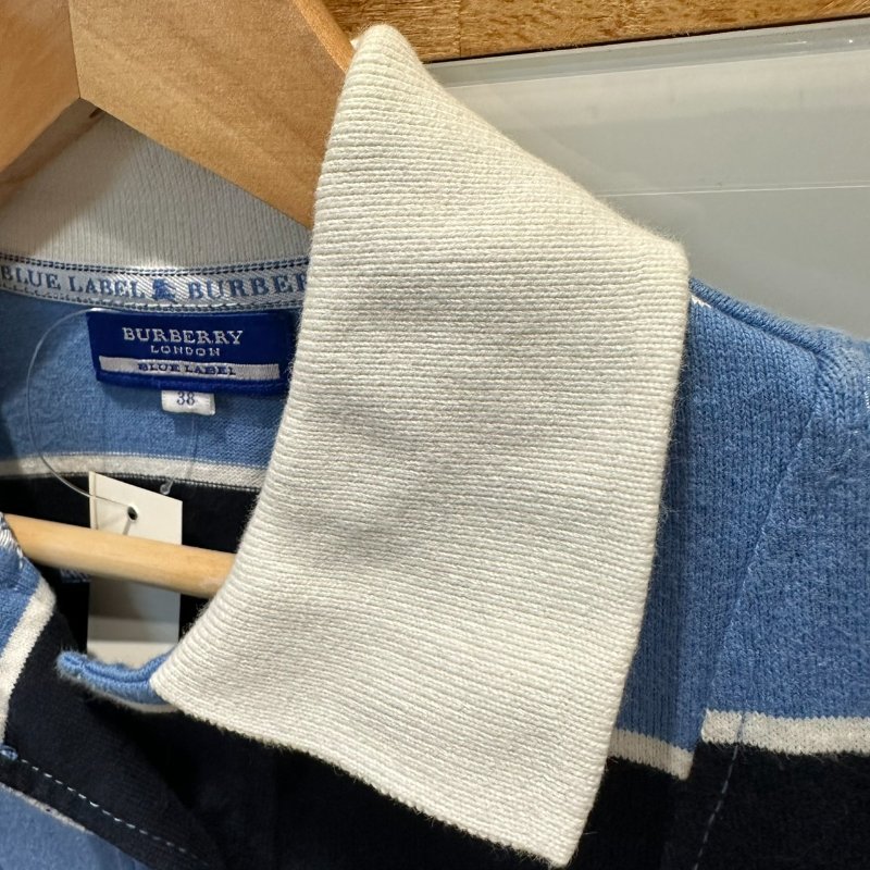 【美收精品】BURBERRY 藍白色條紋polo衫 4-281【隔月月中將轉賣至日本 上架期限30天】-7