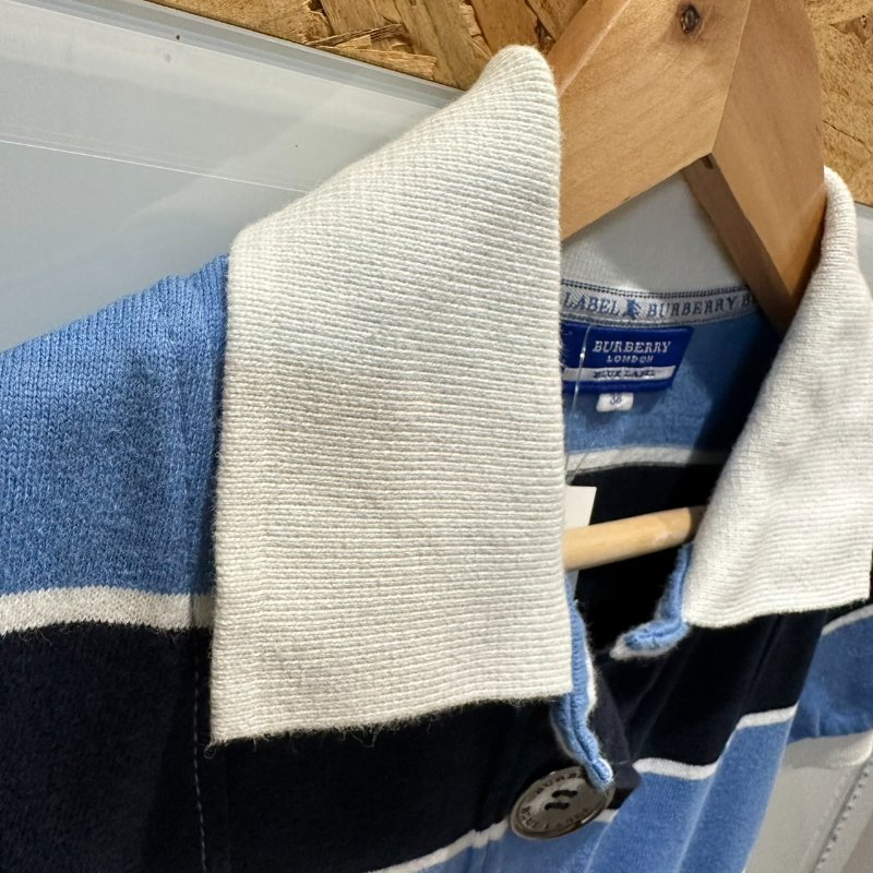 【美收精品】BURBERRY 藍白色條紋polo衫 4-281【隔月月中將轉賣至日本 上架期限30天】-8