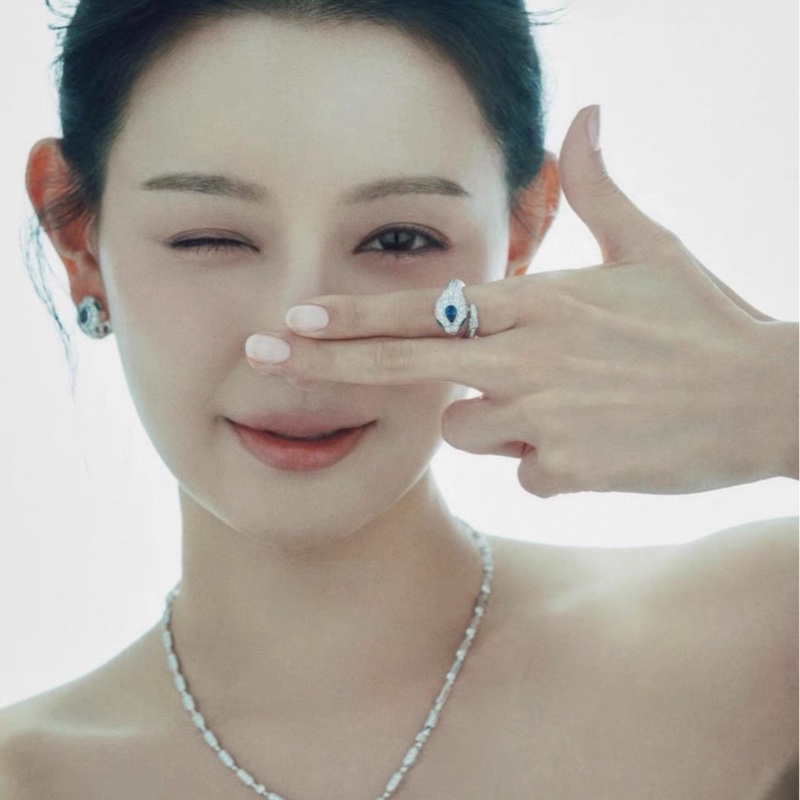 BVLGARI 宝格丽蓝宝石白金蛇头戒指-7