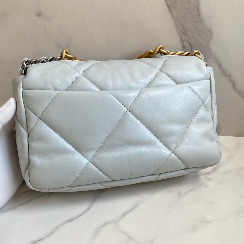 ®️Chanel 19bag 迷霧淡藍 金扣 晶片款-6