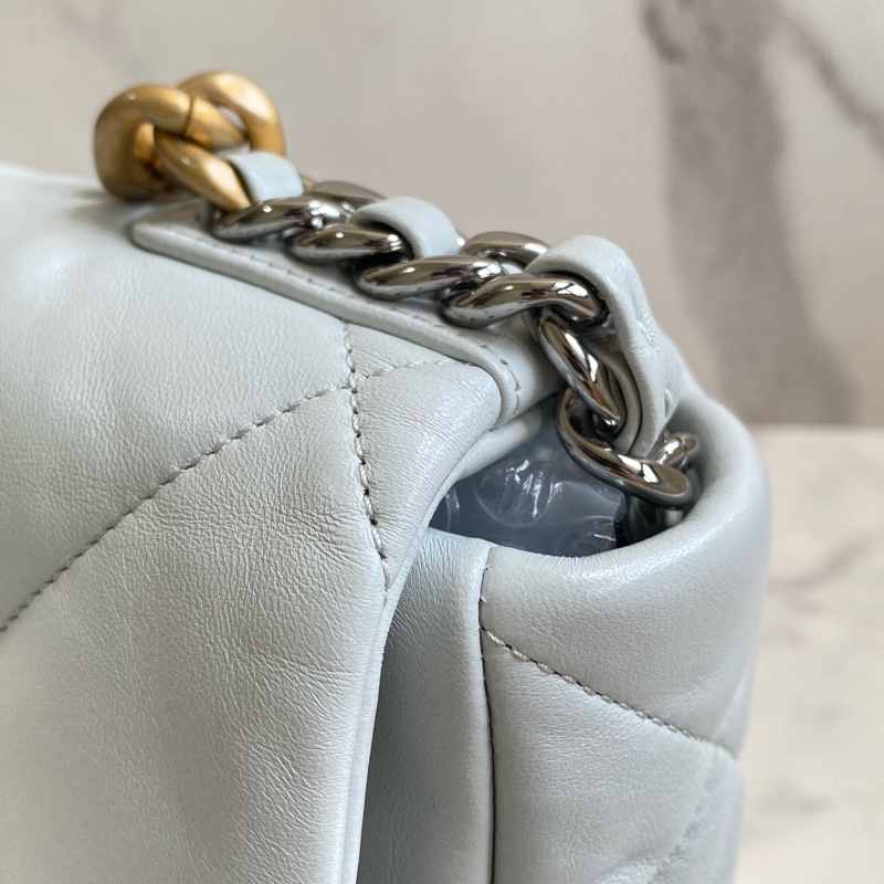 ®️Chanel 19bag 迷霧淡藍 金扣 晶片款-12
