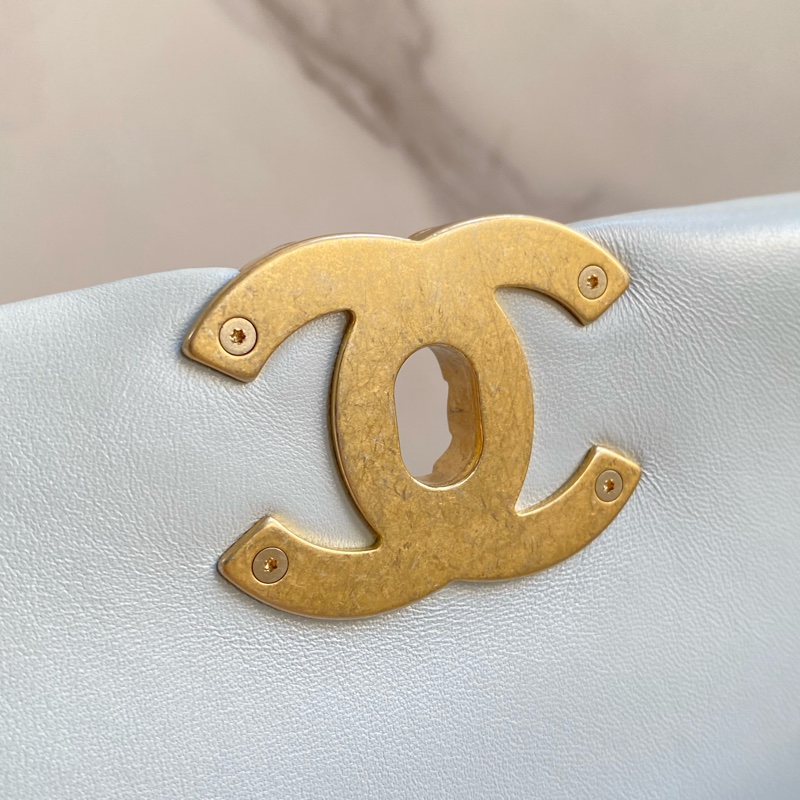 ®️Chanel 19bag 迷霧淡藍 金扣 晶片款-24