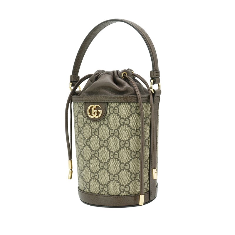 Gucci 展示品 Ophidia GG 帆布手提束口二用斜背包(760199-棕)-1