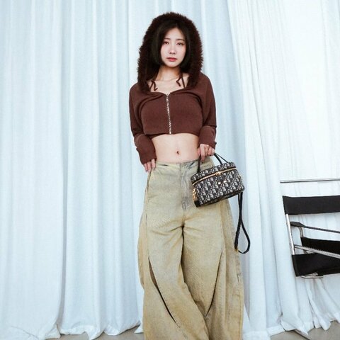 Dior 展示品 Signature Vanity 小牛皮拚緹花中型二用化妝箱(藍)