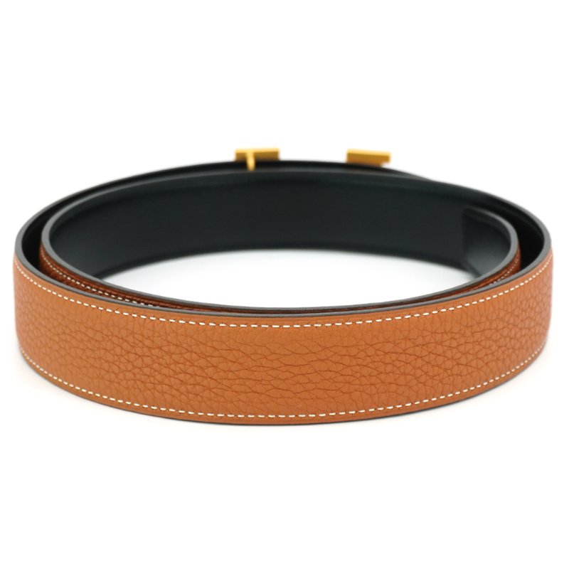 Hermes 粒面H金釦雙面皮帶#85(黑/棕)-2