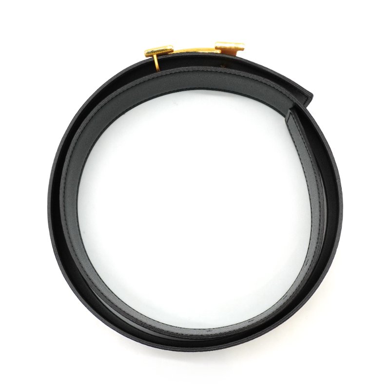 Hermes 粒面H金釦雙面皮帶#85(黑/棕)-3