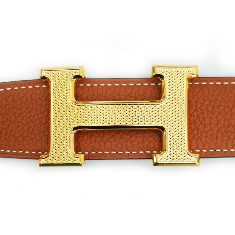 Hermes 粒面H金釦雙面皮帶#85(黑/棕)-5