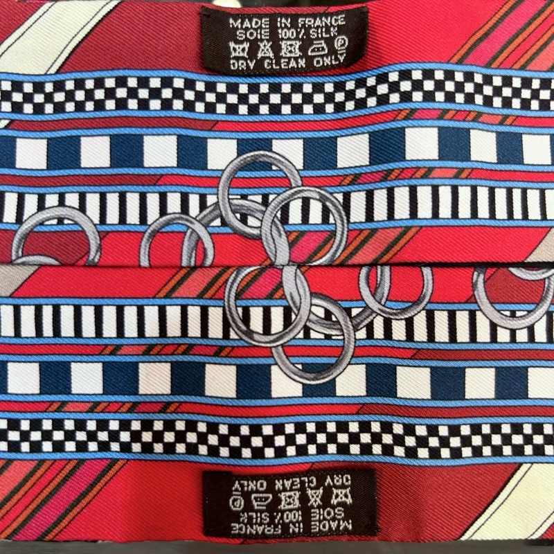 Hermes紅粉藍小馬圖Twilly絲巾一對-5