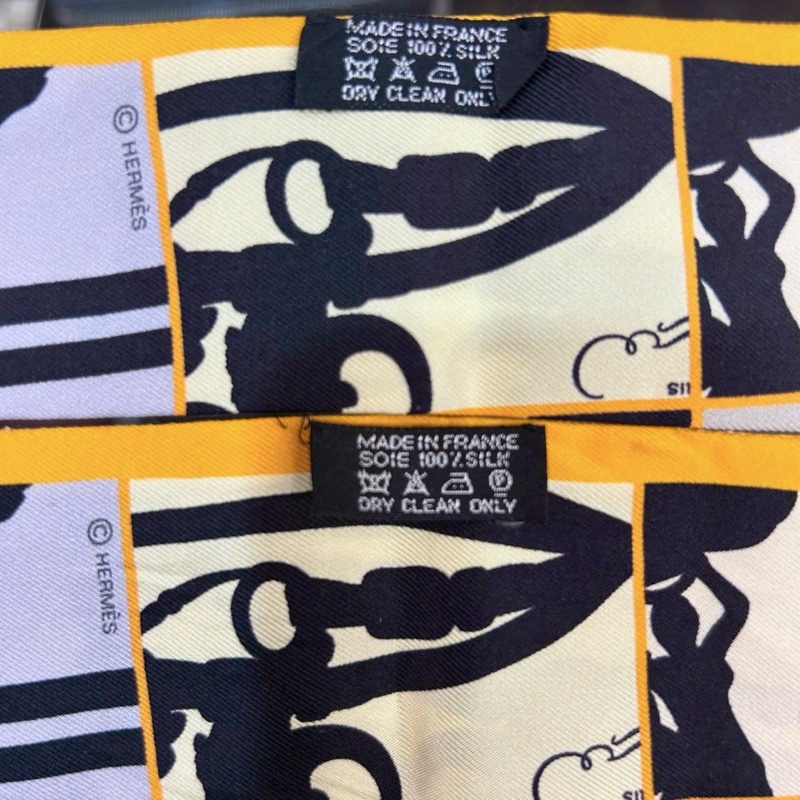 HERMES黃邊黑色皮環造型Brides twilly一對-5