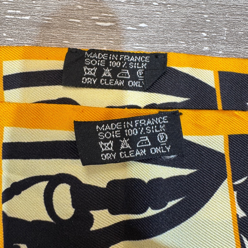 HERMES黃邊黑色皮環造型Brides twilly一對-6