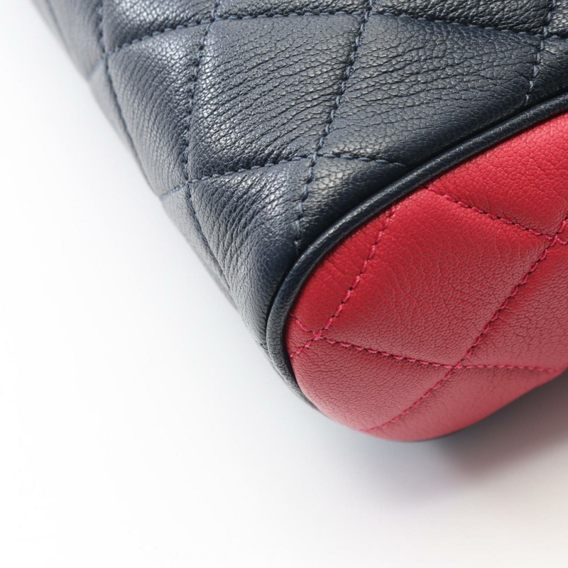 香奈兒絎縫肩背包，皮革，女士，海軍藍，粉紅色，綠色-5