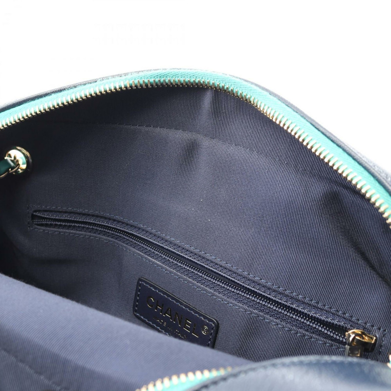 香奈兒絎縫肩背包，皮革，女士，海軍藍，粉紅色，綠色-7