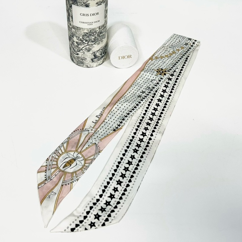 DIOR白底黑星星蜜蜂 MITZAH 絲巾-0