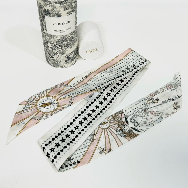 DIOR白底黑星星蜜蜂 MITZAH 絲巾-2