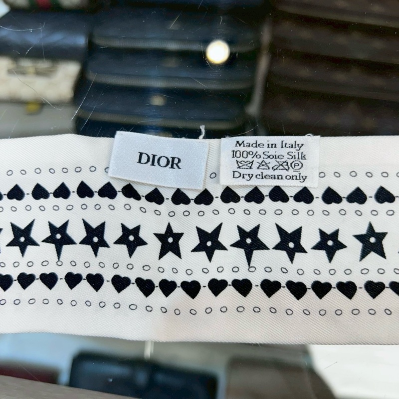 DIOR白底黑星星蜜蜂 MITZAH 絲巾-4