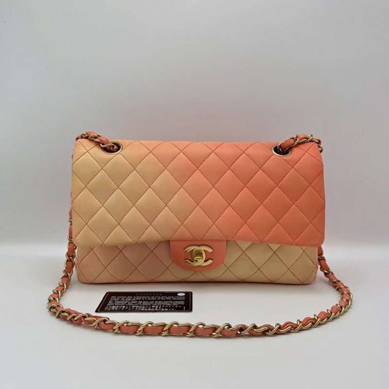 CHANEL漸變色cf中號肩背斜背包25*15*7 98新配件保卡塵袋-0