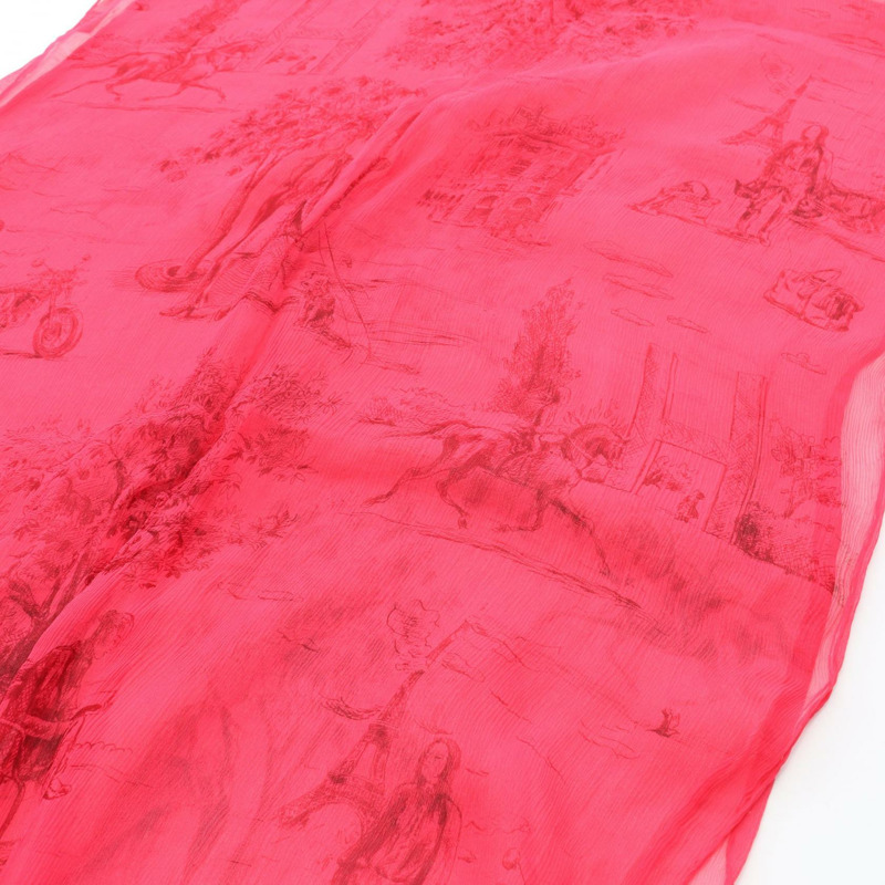 愛馬仕絲巾披肩，粉紅色橙色，二手，帶流蘇，女士-2