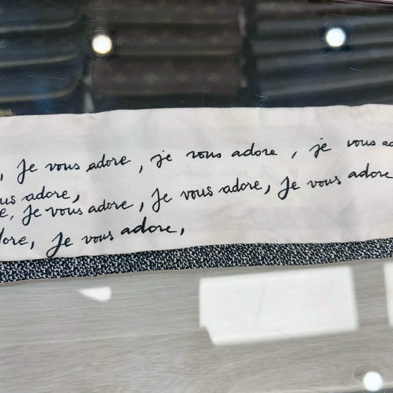 DIOR絲巾白底黑字愛心Twilly 45ADO1061608-3