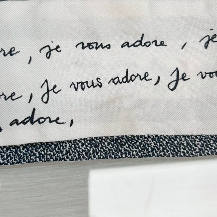DIOR絲巾白底黑字愛心Twilly 45ADO1061608-5