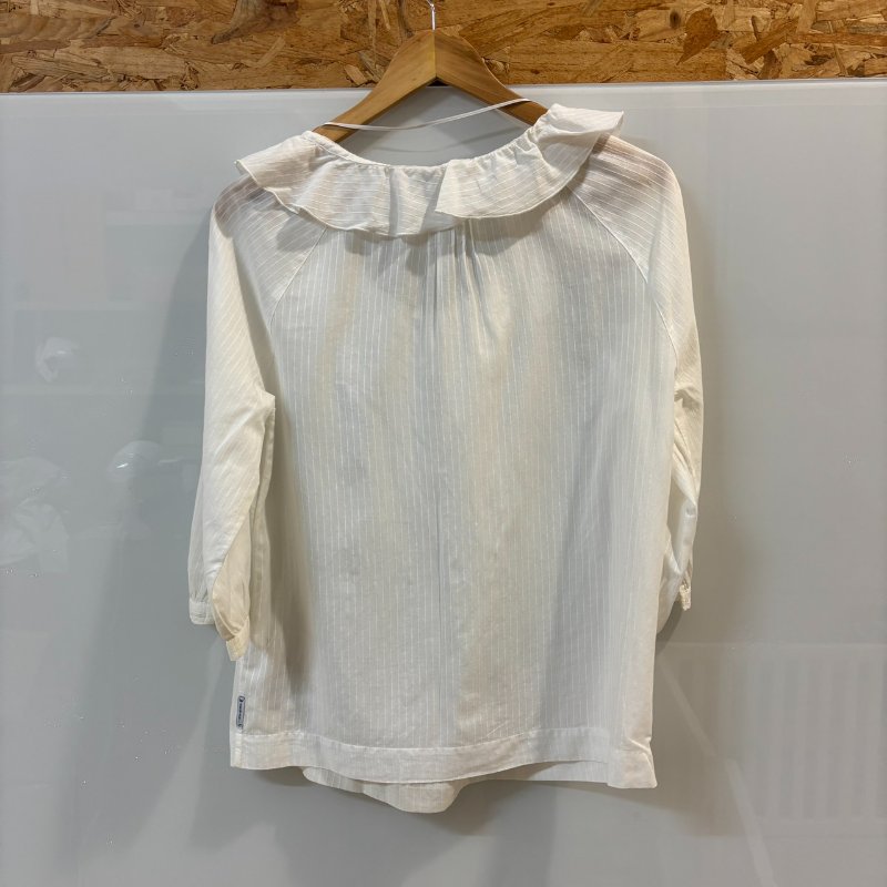 【美收精品】ARMANI JEANS白色透明荷葉邊上衣 4-285【隔月月中將轉賣至日本 上架期限30天】-1