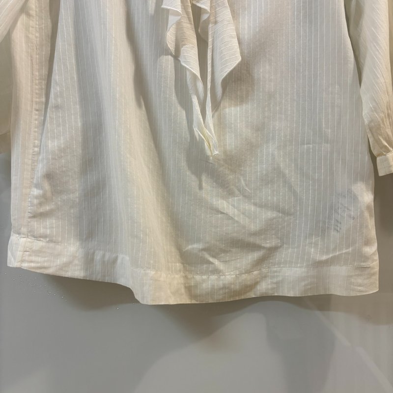 【美收精品】ARMANI JEANS白色透明荷葉邊上衣 4-285【隔月月中將轉賣至日本 上架期限30天】-8