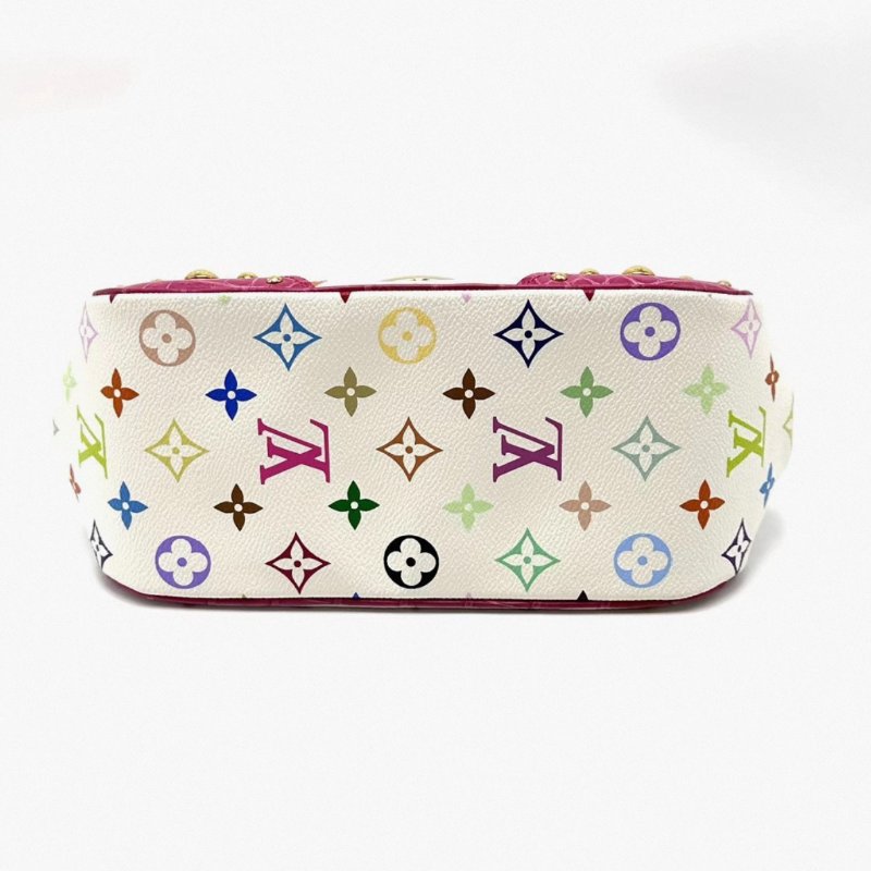 LV 白三彩元寶玫紅色腋下包  24*14*11 99新配件盒子塵袋購證-4