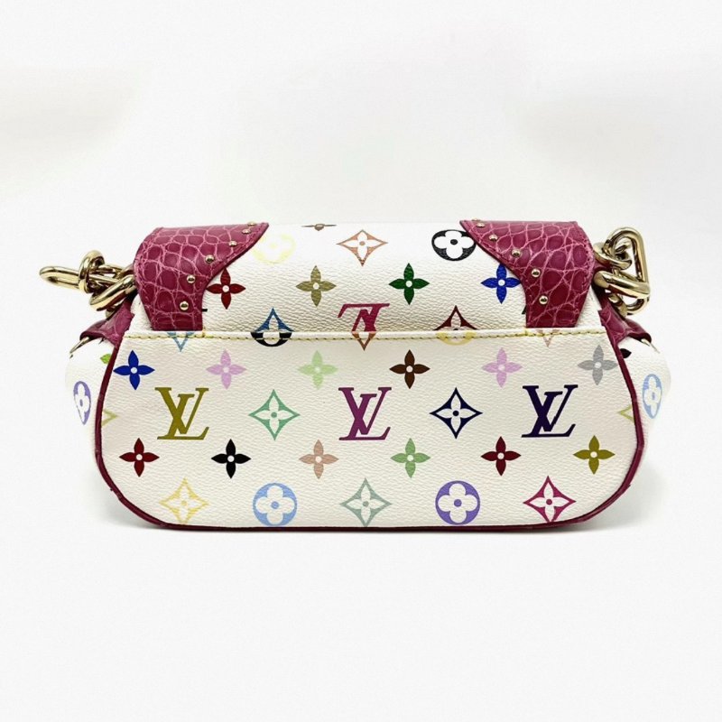 LV 白三彩元寶玫紅色腋下包  24*14*11 99新配件盒子塵袋購證-5