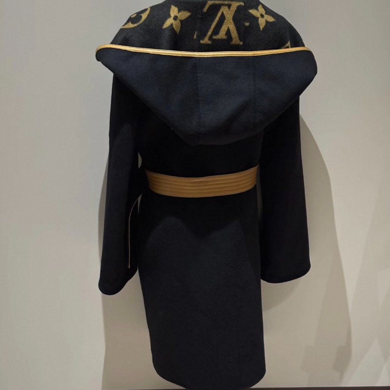 LV 老花圖案羊毛大衣 38碼 衣長96肩寬47胸圍100 98新配件塵袋-4