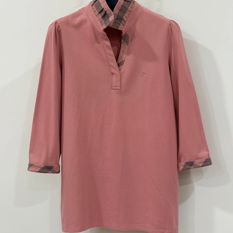 Burberry 倫敦 反褶格紋7分袖戰馬上衣-0