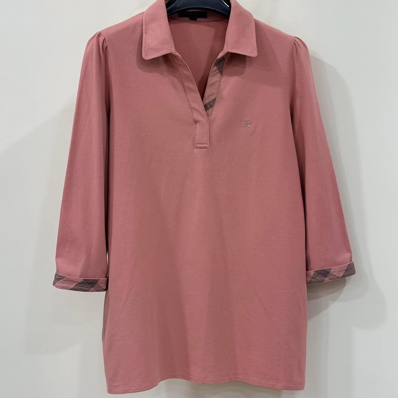 Burberry 倫敦 反褶格紋7分袖戰馬上衣-5