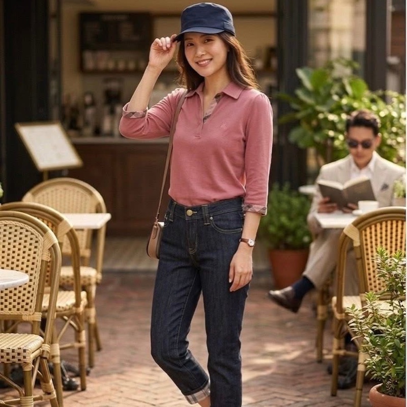 Burberry 倫敦 反褶格紋7分袖戰馬上衣-1