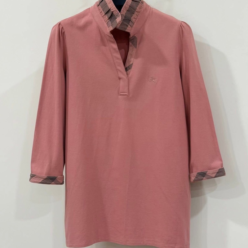 Burberry 倫敦 反褶格紋7分袖戰馬上衣-2